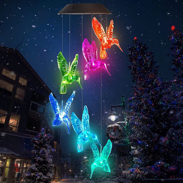 Arlmont & Co. Kaycie Solar Powered LED Butterfly Wind Chimes Waterproof